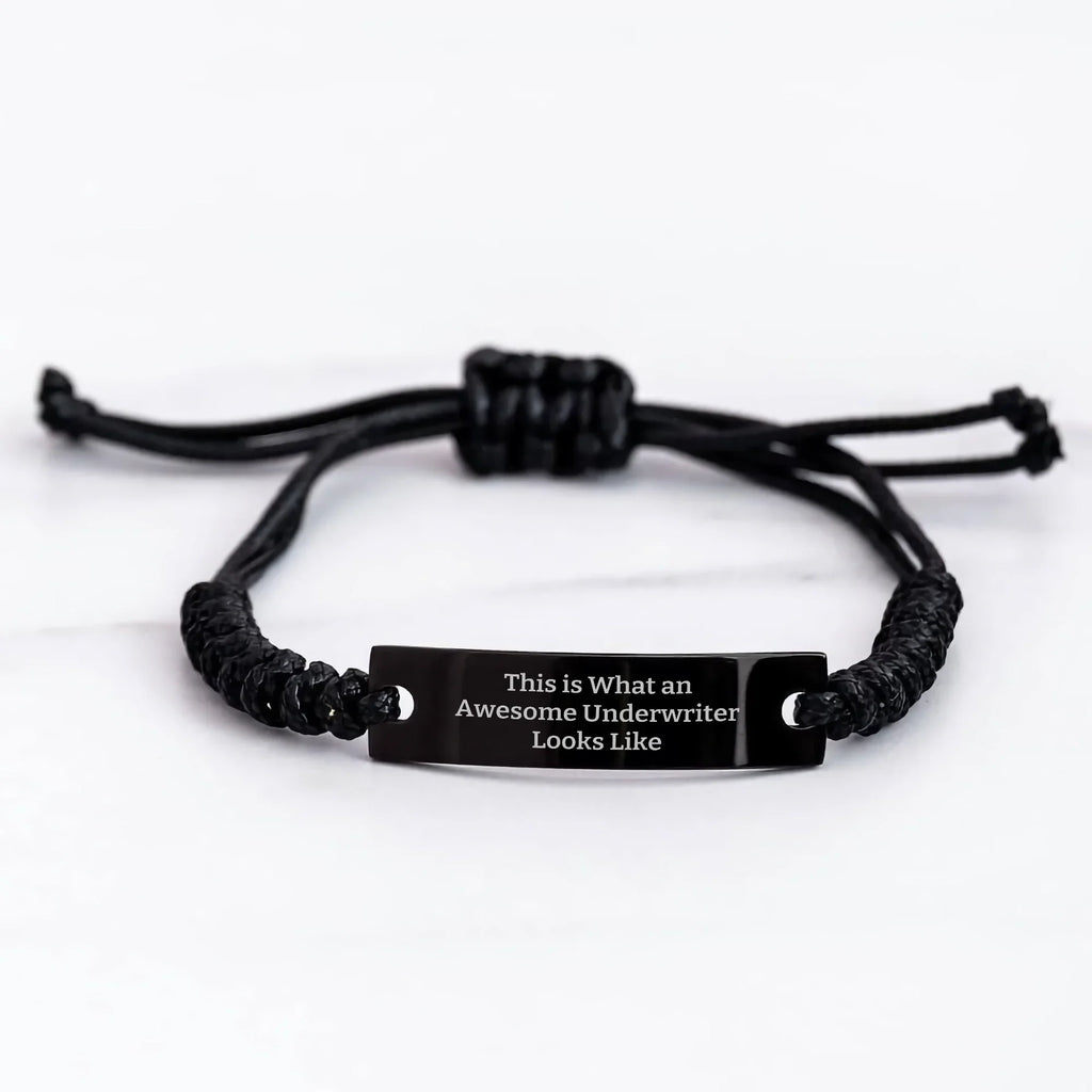 Underwriter Gifts, This Is What An Awesome Underwriter Looks Like, Unique Rope Bracelet Gifts from Men for Underwriter on Father's Day - Funny Quote, Adjustable Black Rope, Organza Bag