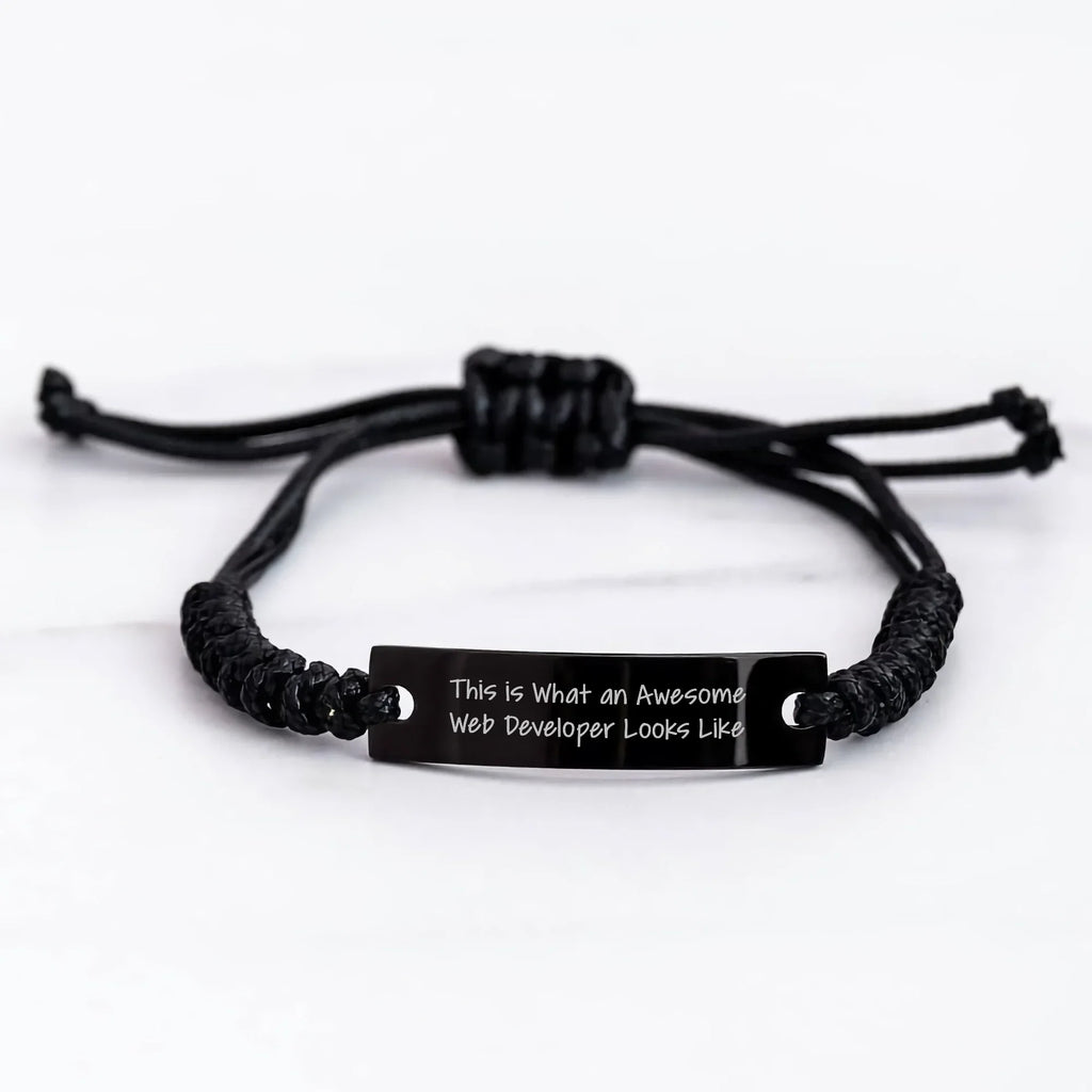 Funny Web Developer Gifts from Men for Fathers Day Rope Interlaced Web Developer Quote 'This Is What An Awesome Web Developer Looks Like' Engraved Black Stainless Steel