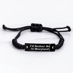 Rope Bracelet Gifts from Maryland, 'I'd Rather Be In Maryland' Quote, Adjustable and Durable, Perfect for Father's Day, Gifts for Men from Family