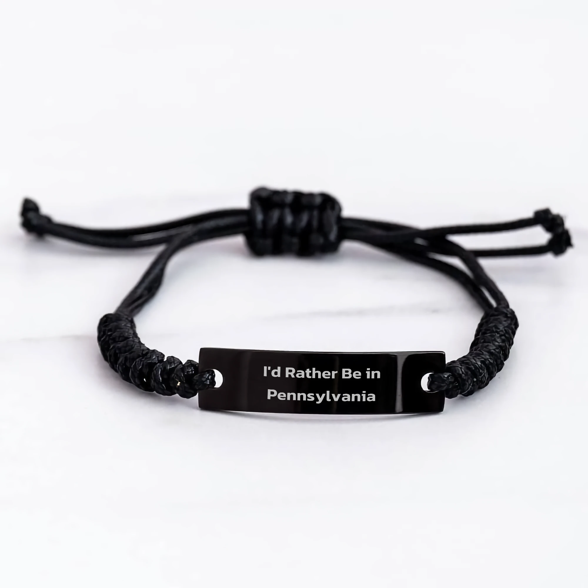 Pennsylvania Gifts, I'd Rather Be In Pennsylvania Rope Bracelet, Adjustable Gift for Men, Women, Friends, Coworkers, Family - 'I'd Rather Be In Pennsylvania' Quote