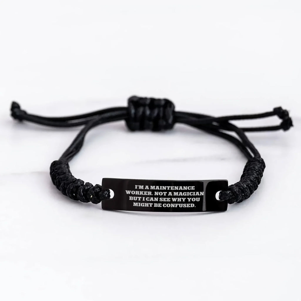 Funny Maintenance Worker Gifts from Friends, 'I'm A Maintenance Worker. Not A Magician...', Adjustable Rope Bracelet for Men, Father's Day Unique Gifts for Maintenance Workers