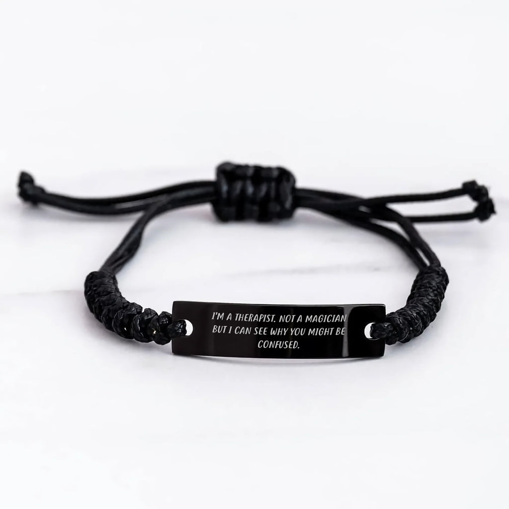 Funny Therapist Gifts from Men, Unique I'm A Therapist Not A Magician Rope Bracelets for Therapist, Father's Day Unique Gifts
