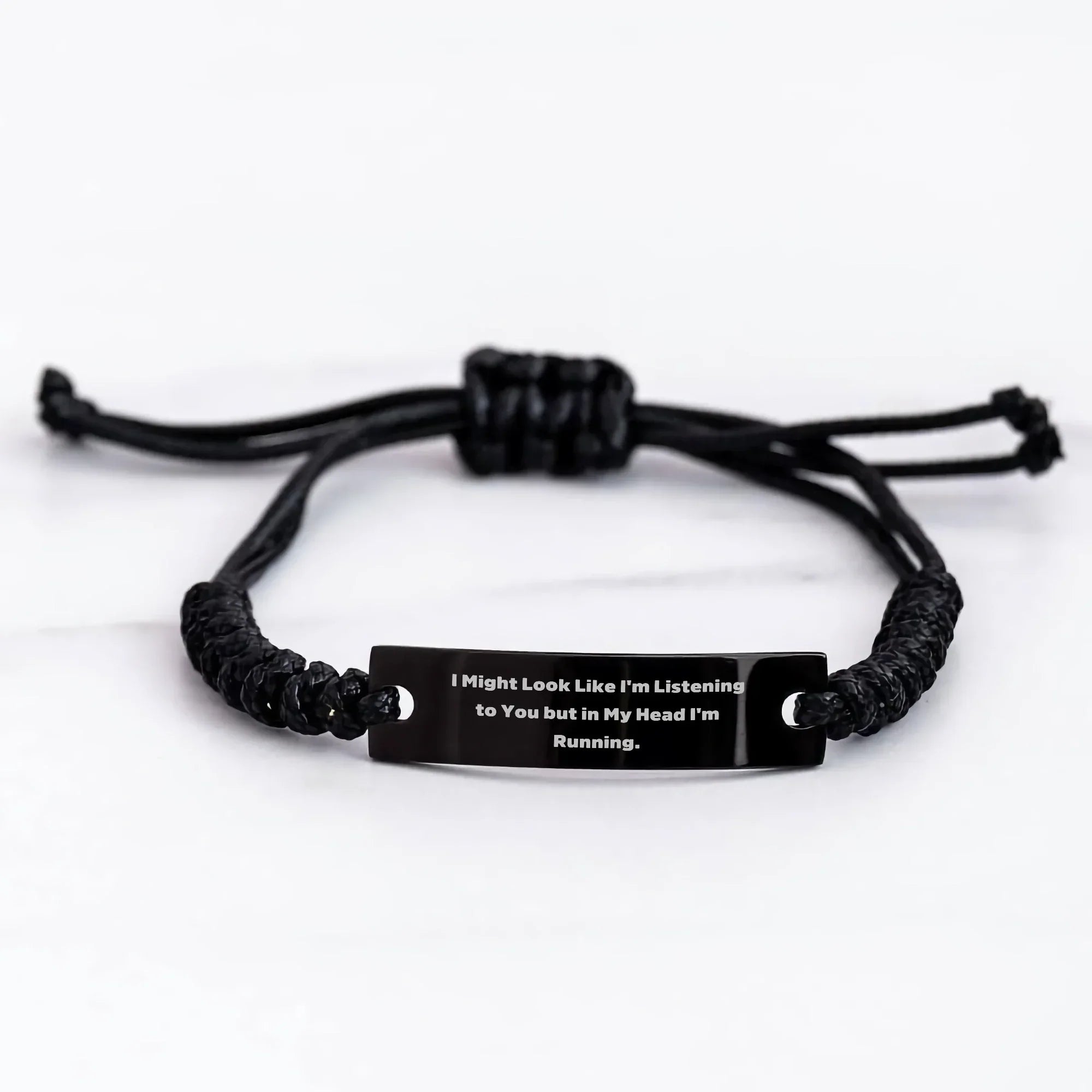 Funny Running Rope Bracelet for Runners - Gifts from Men to Running Friends on Father's Day - Inspirational Quote 'I Might Look Like I'm Listening To You But In My Head I'm Running.'