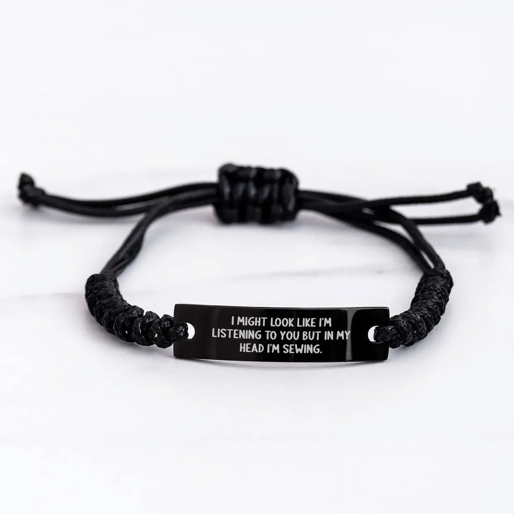 Sewing Enthusiast's Gift, Funny Quote Rope Bracelet for Men or Women, Father's Day Unique Gifts from Friends, Family, Coworkers
