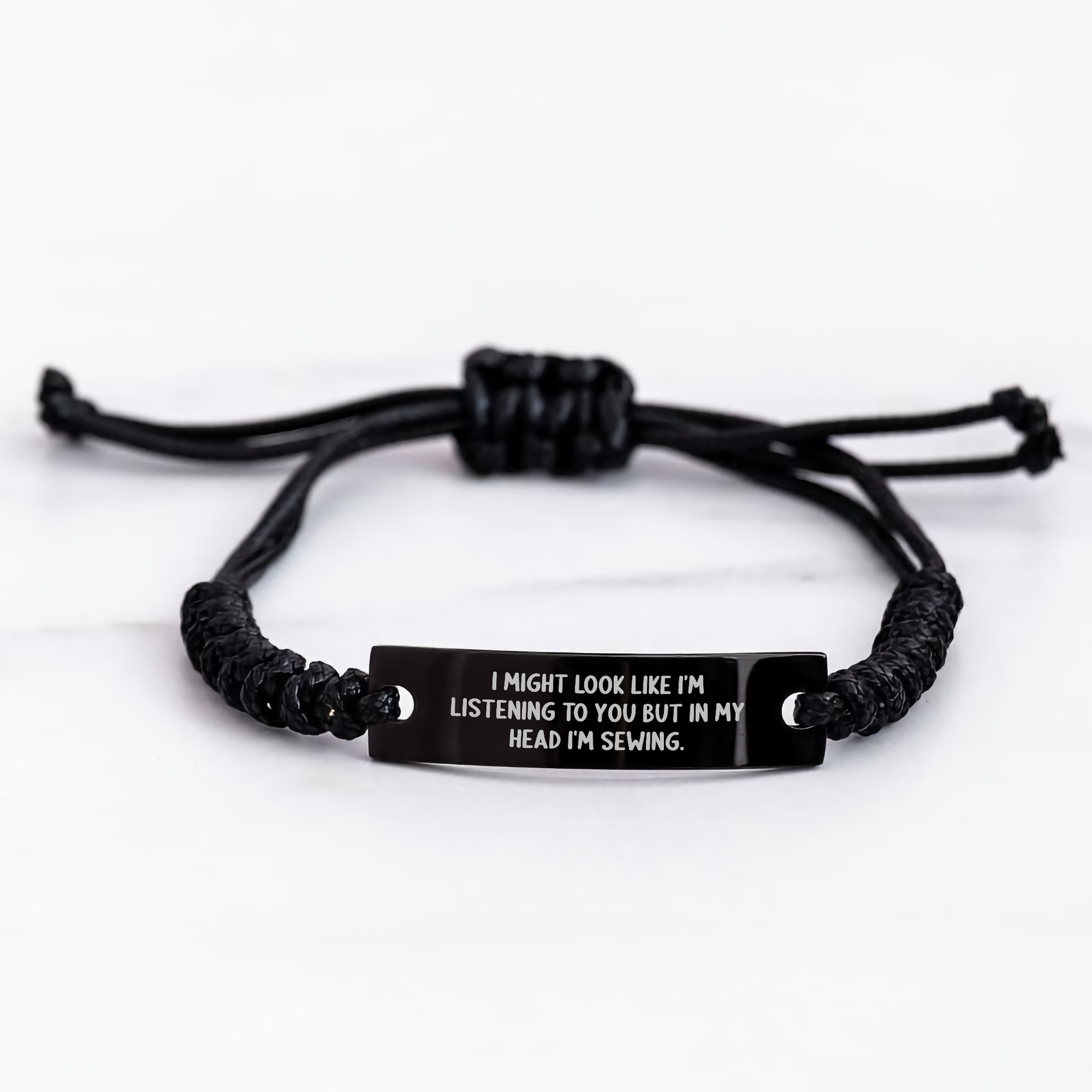 Sewing Enthusiast's Gift, Funny Quote Rope Bracelet for Men or Women, Father's Day Unique Gifts from Friends, Family, Coworkers - Image 3