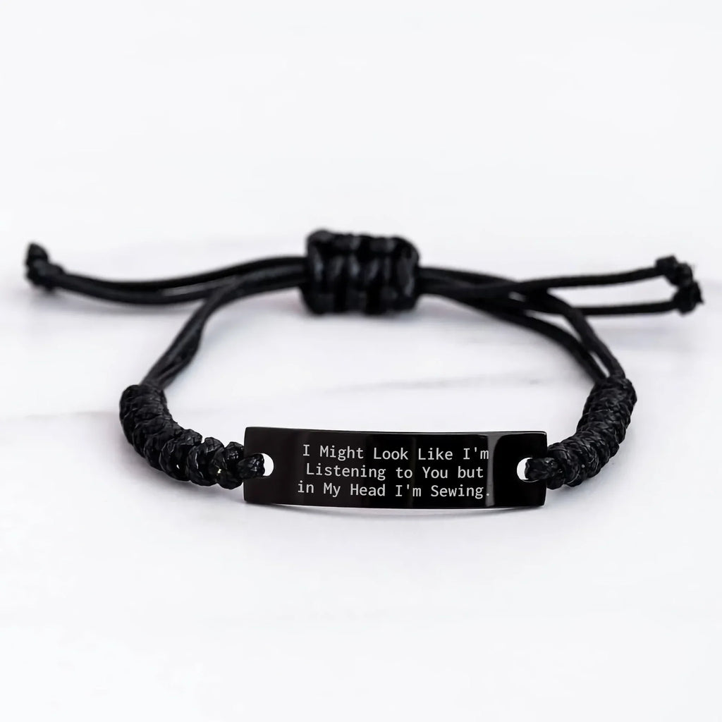 Sewing Fun Rope Bracelet, Funny Quote, Adjustable Black, Gifts for Men from Friends, Father's Day Unique Gifts