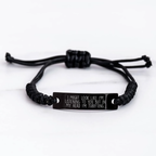 Thrifting Enthusiast's Delight, Funny Quote Rope Bracelet Gifts for Men from Family, Black Stainless Steel with Interlaced Rope, Father's Day Unique Gifts