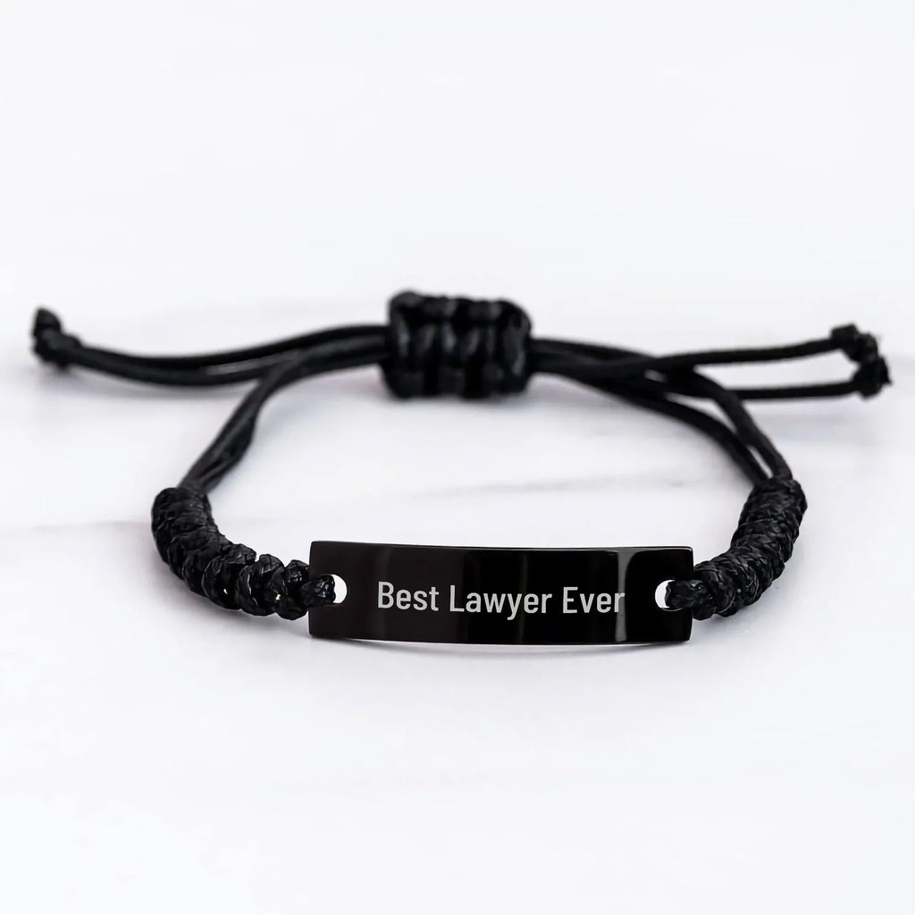 Funny Lawyer Gifts from Mom for Best Lawyer Ever Rope Bracelet, Adjustable Black Stainless Steel with Interlaced Rope, Mother's Day Unique Gifts for Men