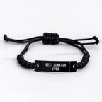 Funny Senator Gifts, Best Senator Ever Rope Bracelet for Men, Adjustable Black Stainless Steel with Interlaced Rope, Perfect Father's Day Unique Gifts from Men to Family