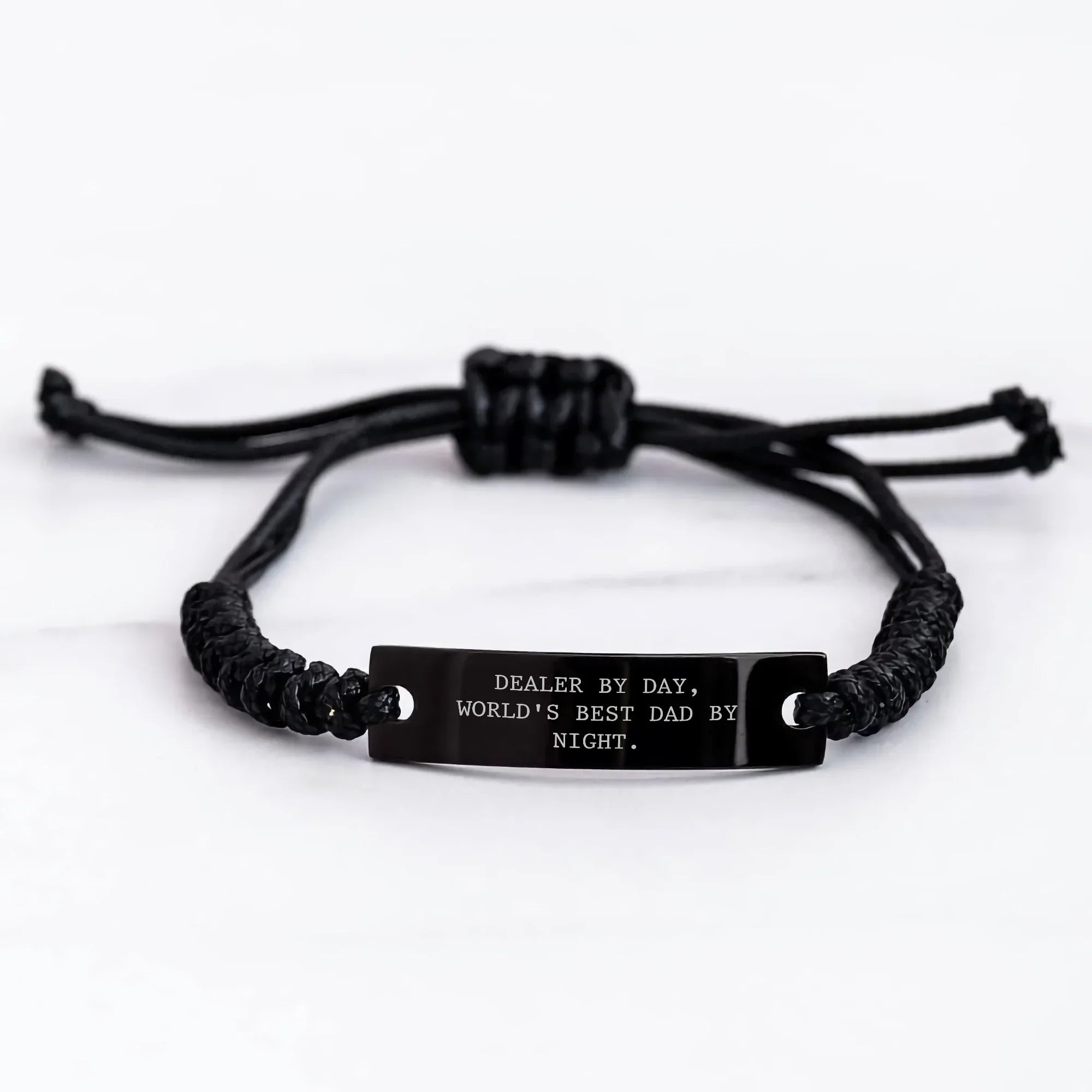 Dealer Gifts from Men, World's Best Dad Rope Bracelet Funny Quote 'Dealer By Day, World's Best Dad By Night.'