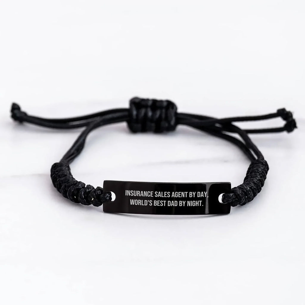Insurance Sales Agent Gifts, Rope Bracelet for Insurance Sales Agent By Day, World's Best Dad By Night. - Gifts from Family for Insurance Sales Agent