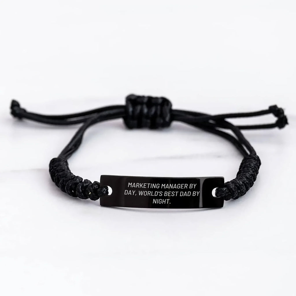 Marketing Manager Gifts, Funny Quote Rope Bracelet, Adjustable Black Stainless Steel with Interlaced Rope, Gifts from Mom, Unique Father's Day Unique Gift for Marketing Manager