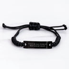 Valet's Thoughtful Gift by Day, World's Best Dad by Night, Adjustable Rope Black Stainless Steel Engraved Gift for Men, Father's Day Unique Gifts from Family or Friends