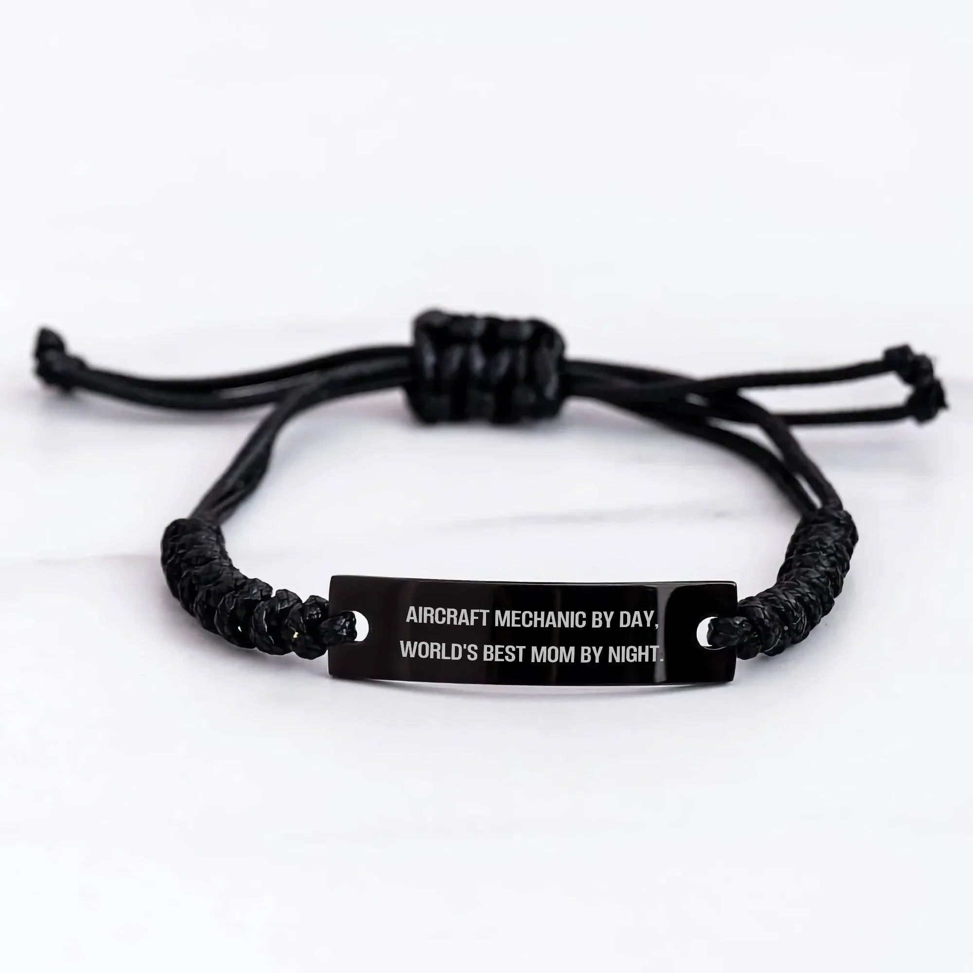 Aircraft Mechanic Gifts from Friends, Gifts for Aircraft Mechanic By Day, World's Best Mom By Night. - Black Rope Adjustable Graduation Unique Gift