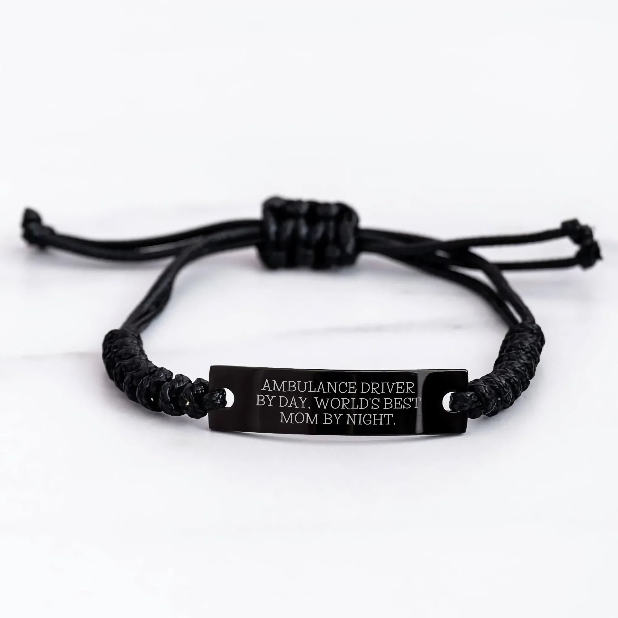 Ambulance Driver Gifts, Funny Quote Rope Bracelet, Adjustable Black Stainless Steel Interlaced Rope, Graduation Unique Gifts from Mom, Gifts for Ambulance Driver Men