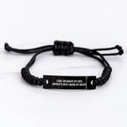 Civil Engineer Gifts, Rope Bracelet, Funny Quote, 'World's Best Mom' - Adjustable, Black Stainless Steel with Interlaced Rope, Graduation Unique Gifts from Mom to Son