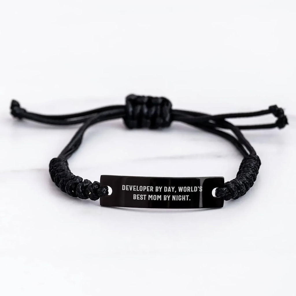 Developer Gifts, Funny Quote Rope Bracelet for Men, Gifts from Mom, Unique Graduation Gifts for Developer