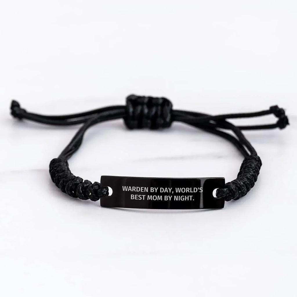 Warden Gifts by Day, Funny Rope Bracelets for Men, Warden's Best Dad by Night Gifts from Family, Unique Father's Day Unique Gifts for Him