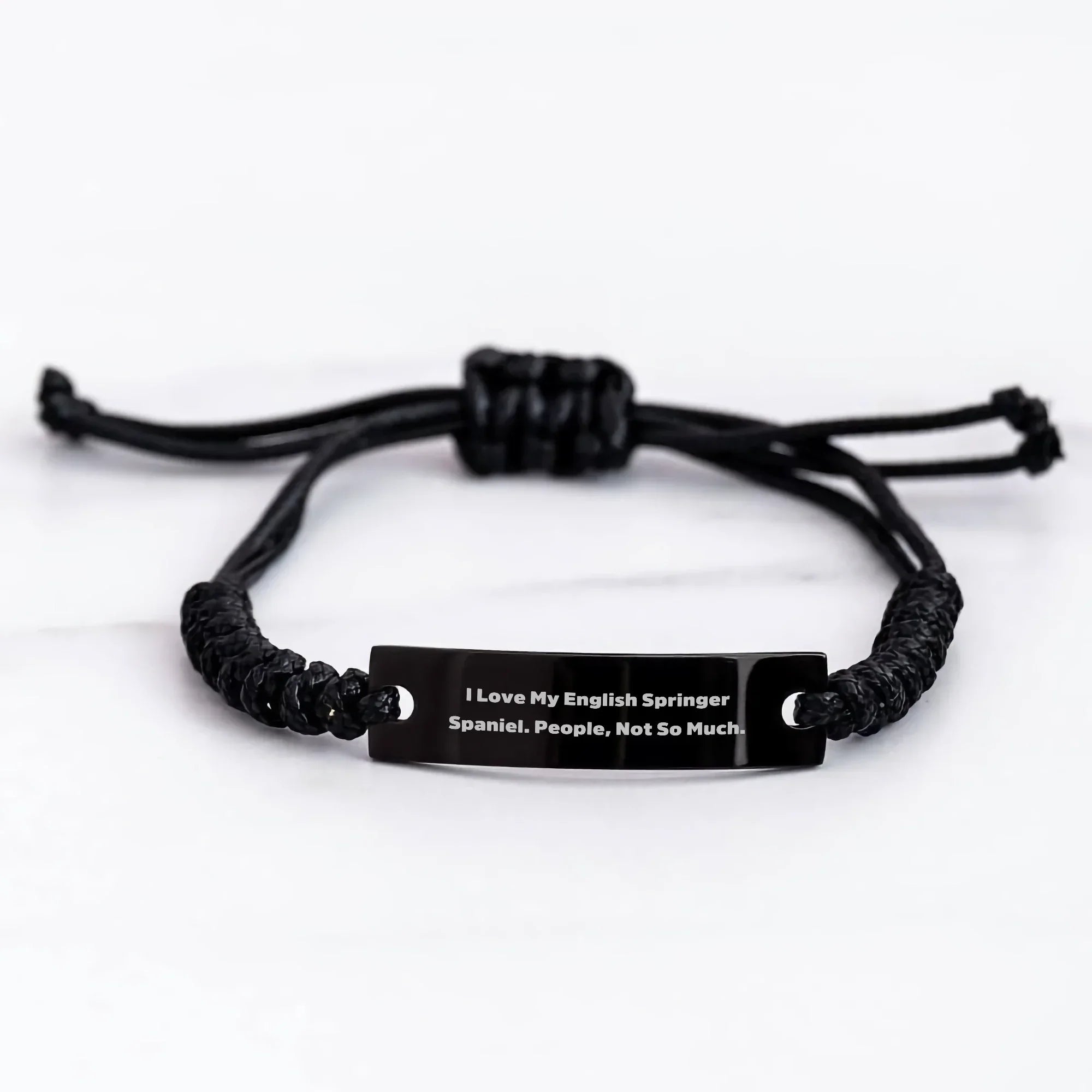English Springer Spaniel Dog Rope Bracelet Gifts for Men from Family - Funny Quote 'I Love My English Springer Spaniel. People, Not So Much.'