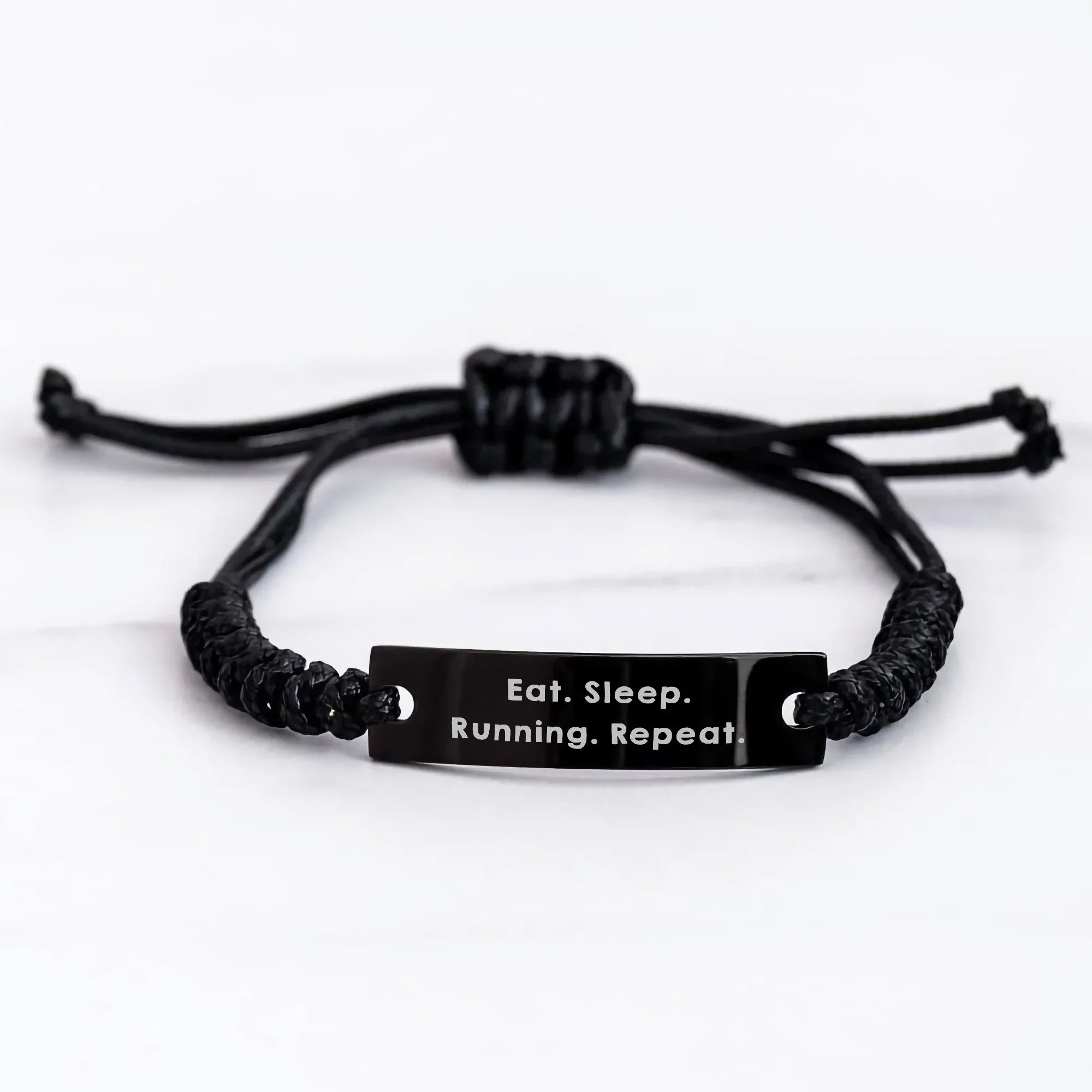 Funny Running Rope Bracelet, Eat. Sleep. Running. Repeat. - Gifts from Mom for Running Dad on Father's Day