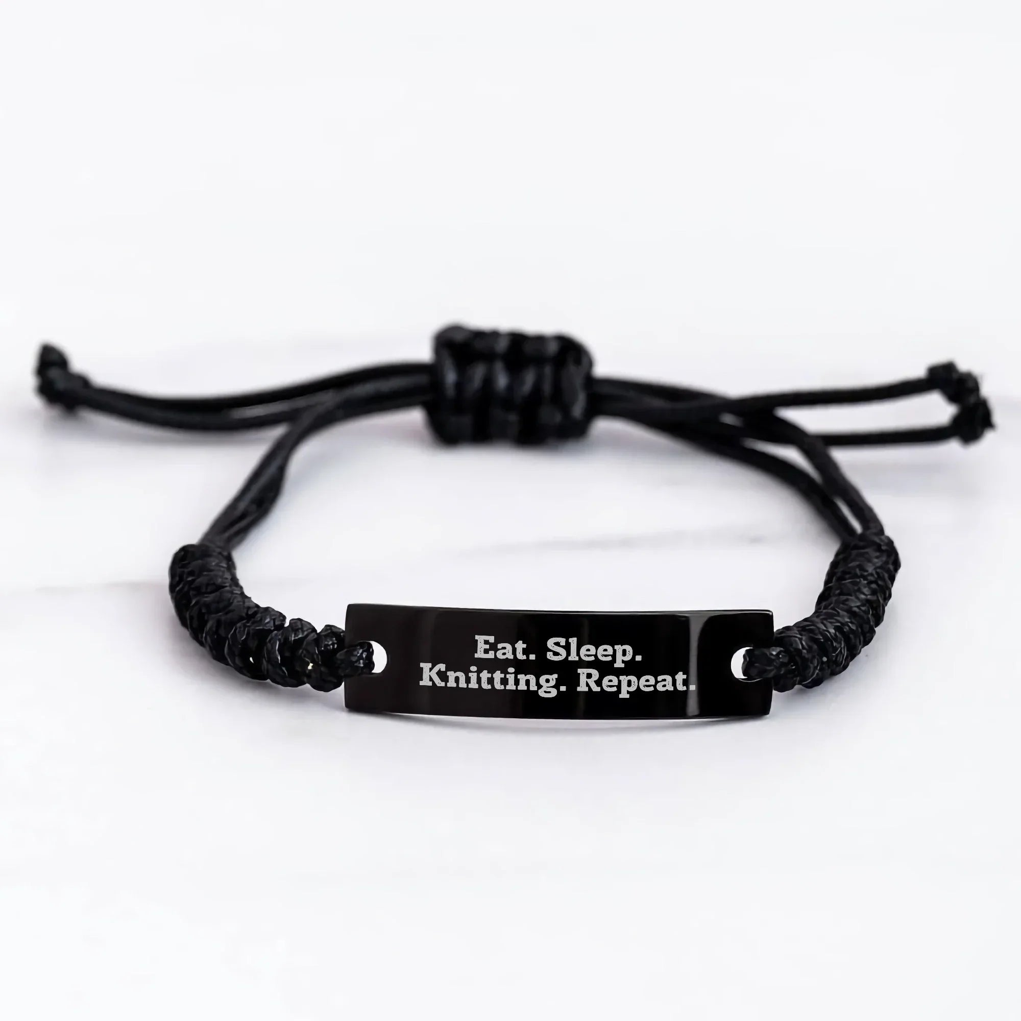 Funny Knitting Gifts for Men, Eat. Sleep. Knitting. Repeat. Rope Bracelet, Adjustable Rope Jewelry for Father's Day, Gifts from Men to Knitting Enthusiasts