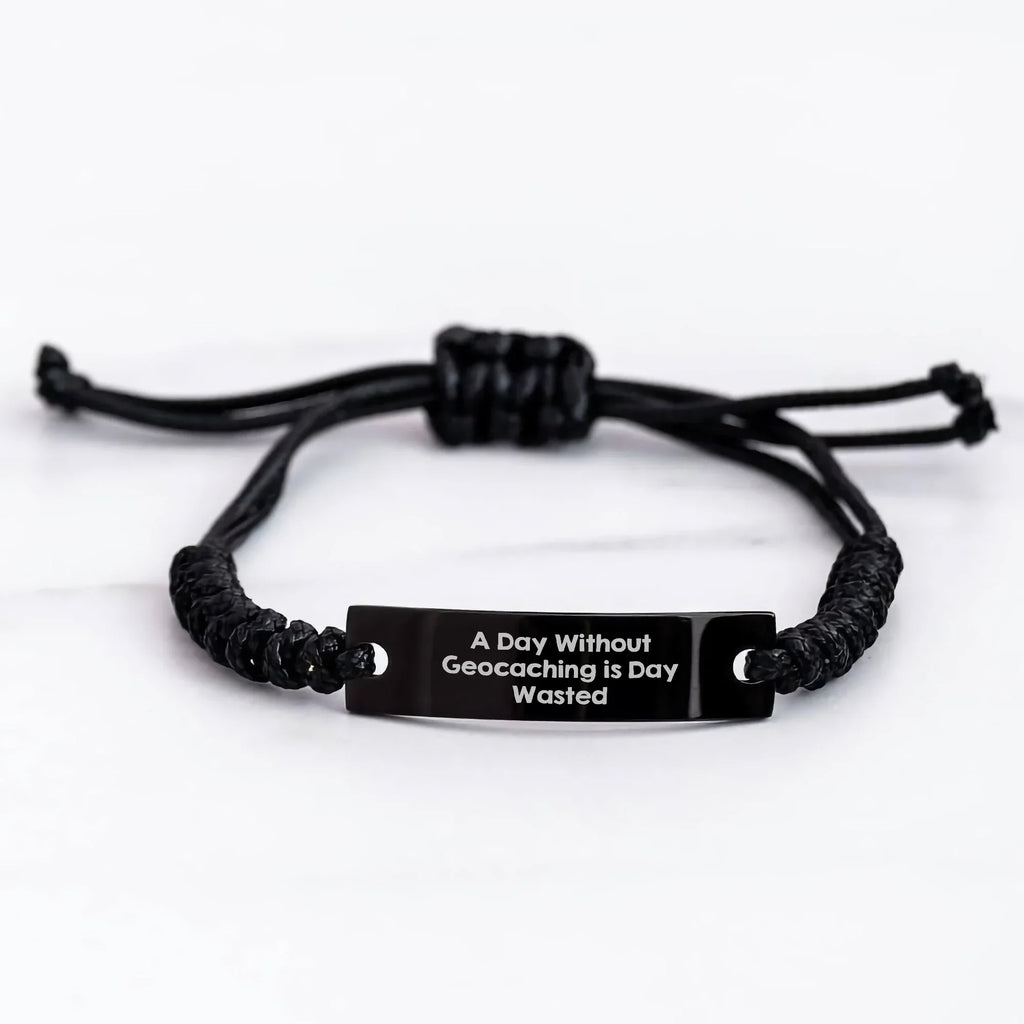 Geocaching Enthusiast's Delight, Funny Quote Rope Bracelet, Gifts from Men to Geocaching Friends for Father's Day