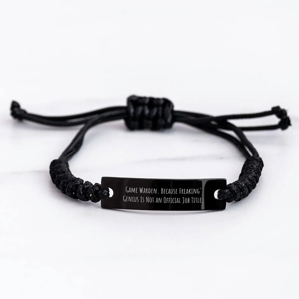 Game Warden Funny Gift, Rope Bracelet for Graduation, 'Because Freaking' genius Is Not An Official Job Title.' from Family to Game Warden, Unique Graduation Gifts for Men