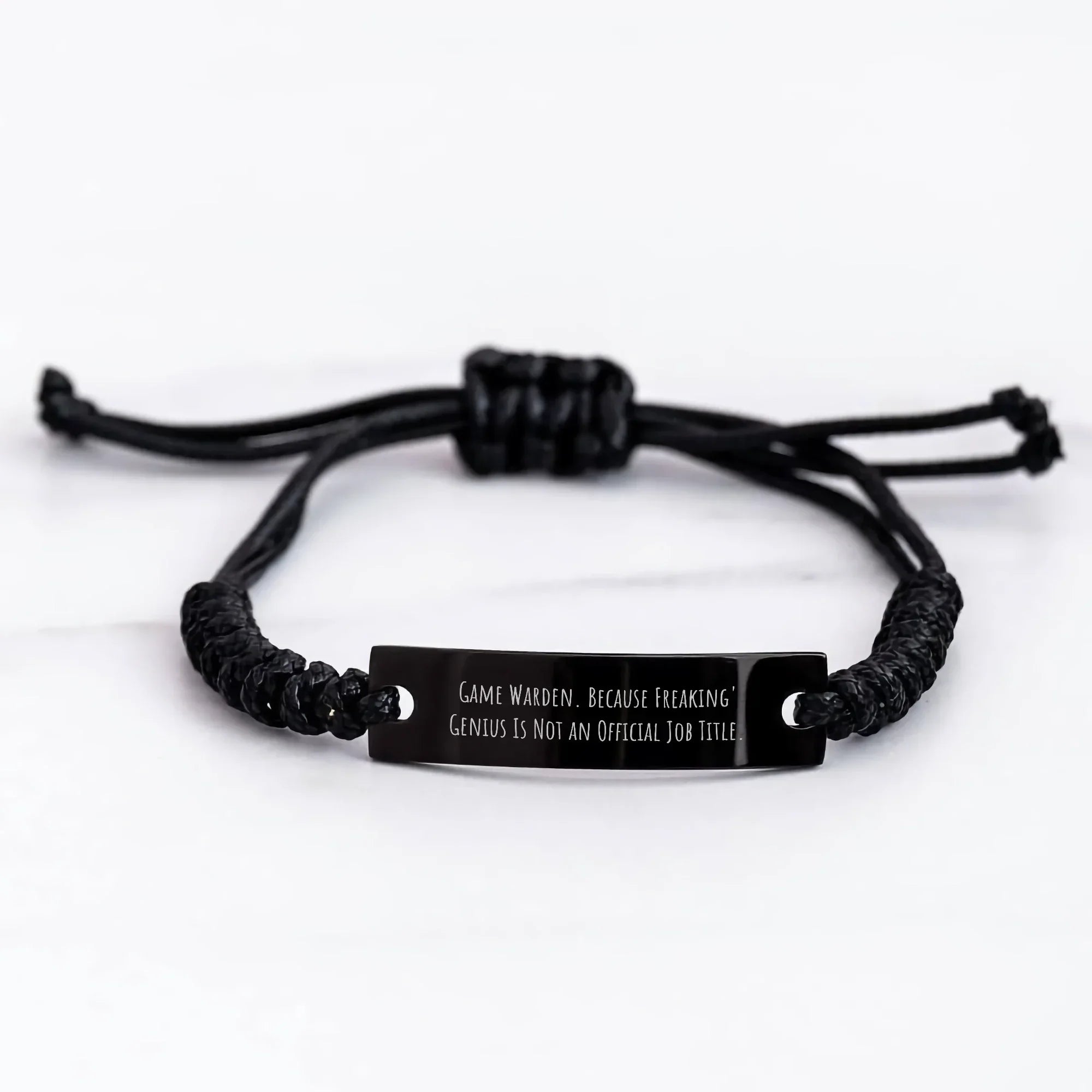 Game Warden Funny Gift, Rope Bracelet for Graduation, 'Because Freaking' genius Is Not An Official Job Title.' from Family to Game Warden, Unique Graduation Gifts for Men