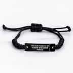 German Wirehaired Pointer Dog Lovers Rope Bracelet, Funny Quote 'Life Is Better With My German Wirehaired Pointer' Father's Day Unique Gifts for Men from Family - Adjustable Black Rope