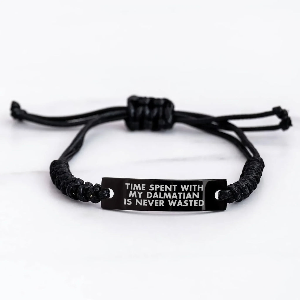 Dalmatian Dog Lover's Inspiration Rope Bracelet, Gifts from Family, Father's Day Unique Gifts for Dalmatian Dog Enthusiasts, Time Spent with My Dalmatian is Never Wasted