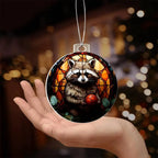 Raccoon Acrylic Keepsake Christmas Ornament Suncatcher