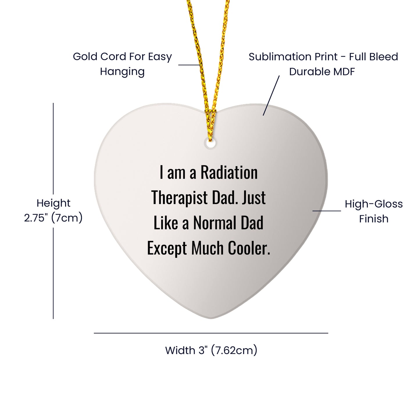 Radiation Therapist Heart Ornament, Funny Quote Gifts from Men to Friends, Unique Christmas Memorable Presents for Him