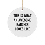 Rancher Gifts for Men Funny Circle Ornament This Is What An Awesome Rancher Looks Like from Family, Gifts for Rancher Friends