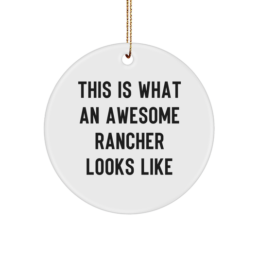 Rancher Gifts for Men Funny Circle Ornament This Is What An Awesome Rancher Looks Like from Family, Gifts for Rancher Friends