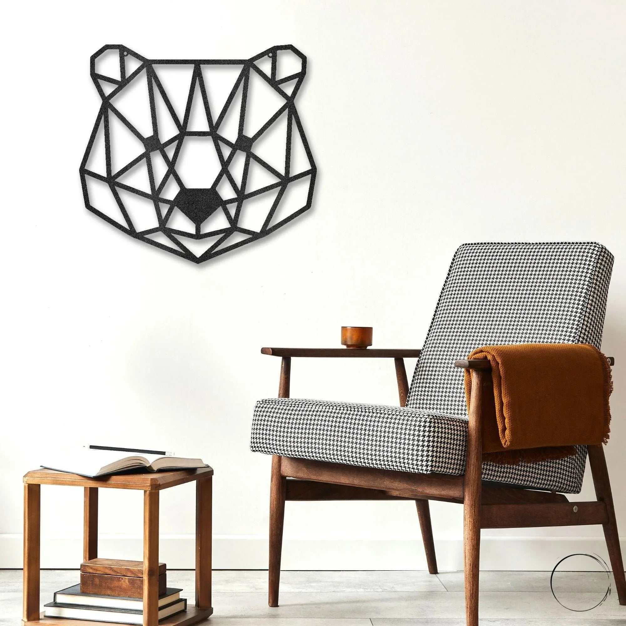 Bear Metal Art Wall Sign Geometric Head Home Office School Decor
