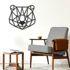 Bear Metal Art Wall Sign Geometric Head Home Office School Decor