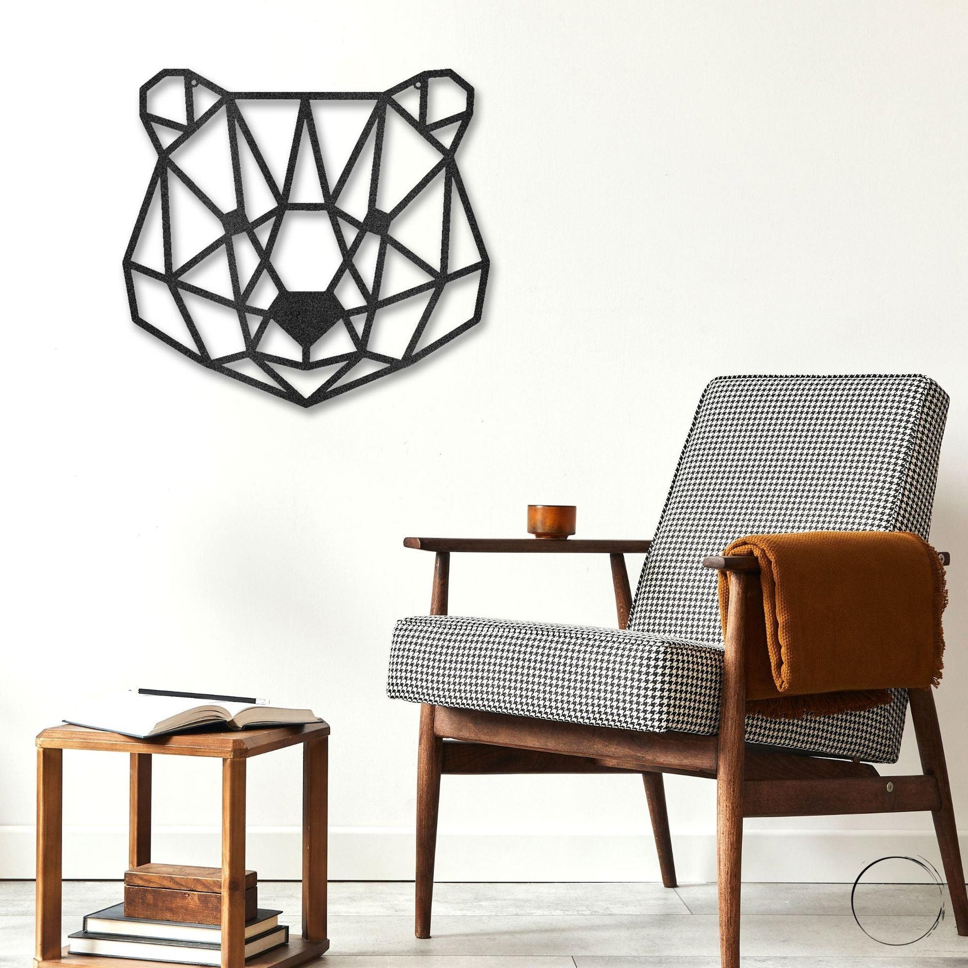 Bear Metal Art Wall Sign Geometric Head Home Office School Decor - Mallard Moon Gift Shop