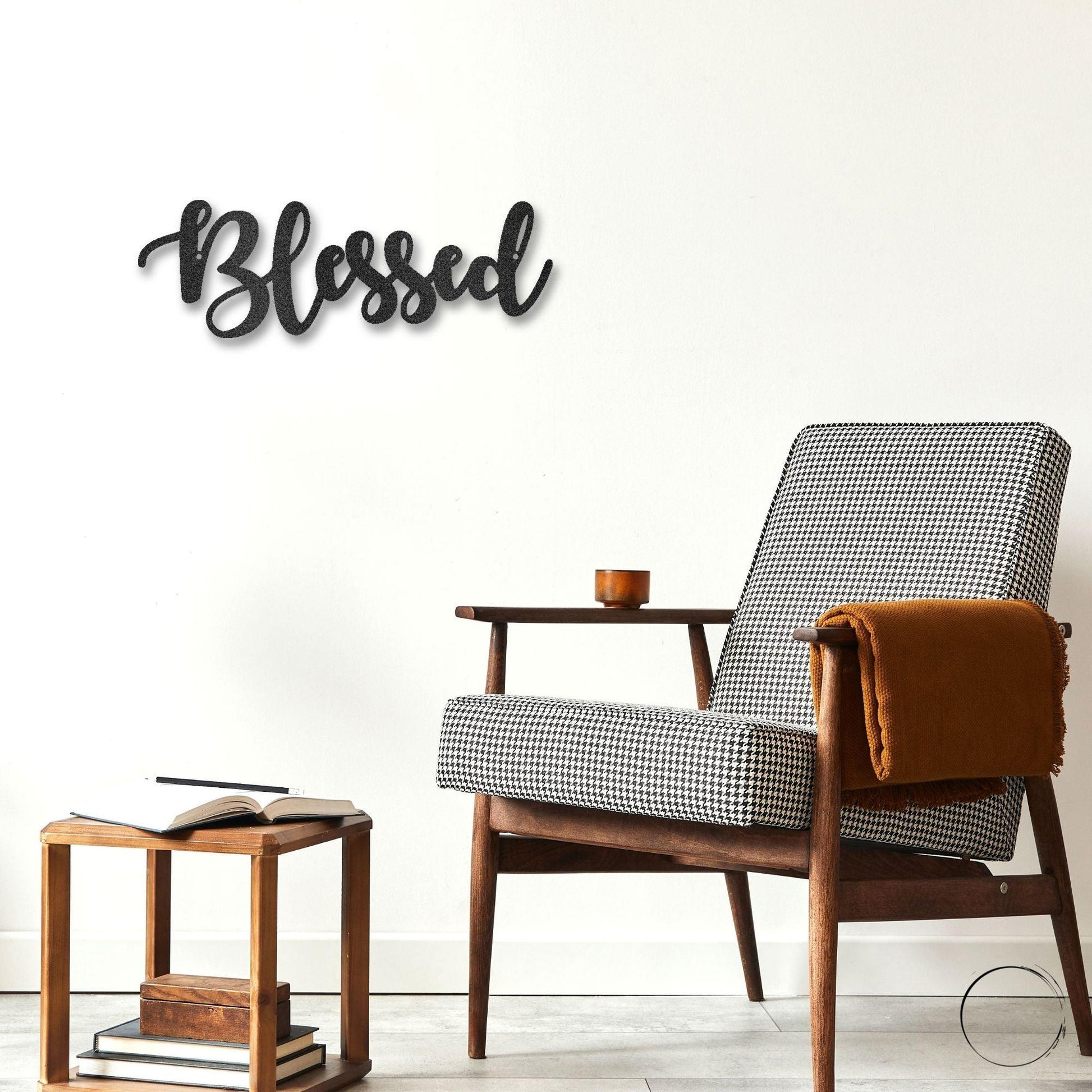 Blessed Word Script Indoor Outdoor Steel Walll Sign - Mallard Moon Gift Shop