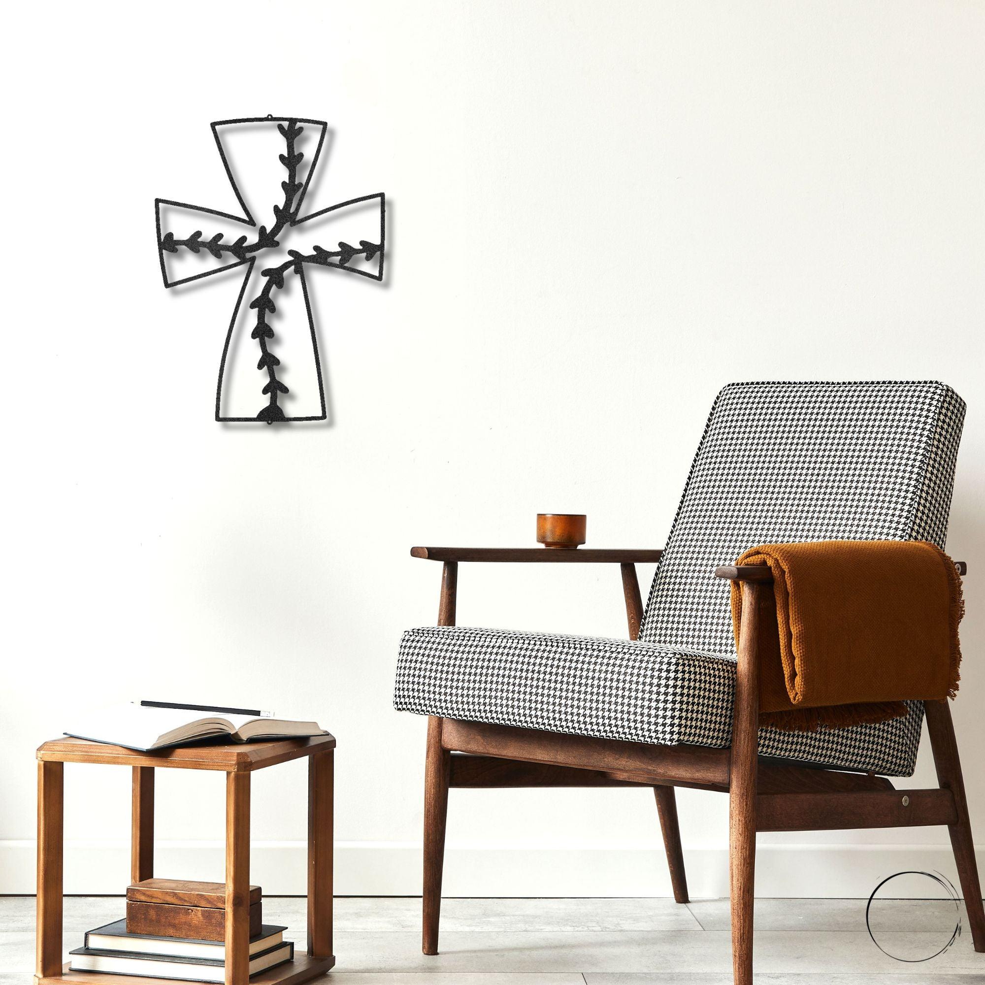 Faith In Baseball Cross Metal Art Wall Sign - Mallard Moon Gift Shop