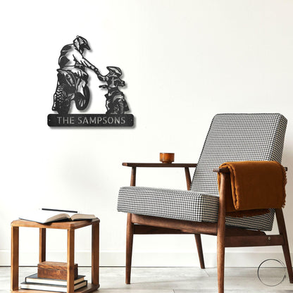 Father and Son Motocross Personalized Name Indoor Outdoor Steel Wall Sign Metal Art - Mallard Moon Gift Shop