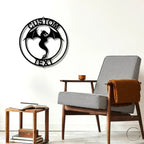 Dragon Ring Monogram Personalized Name Indoor Outdoor Steel Wall Sign Metal Art