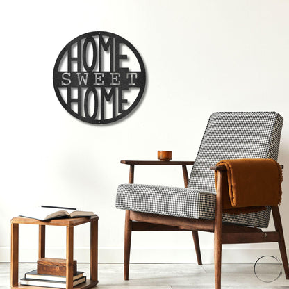 Home Sweet Home Circle Metal Art Wall Sign - Mallard Moon Gift Shop