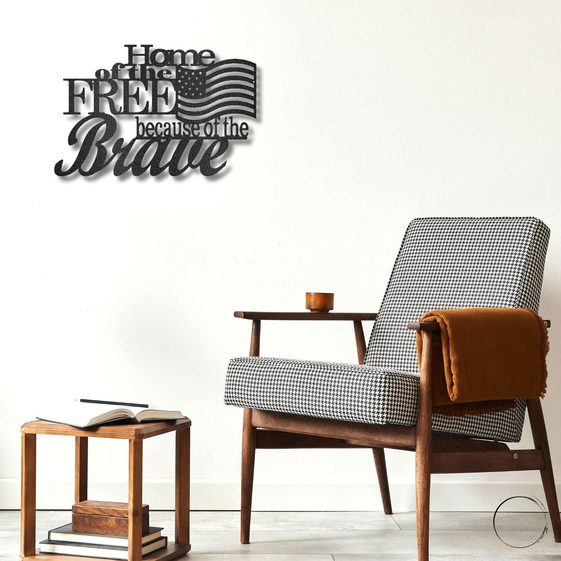 Home of the Free Because of the Brave Patriotic Metal Art Wall Sign - Mallard Moon Gift Shop