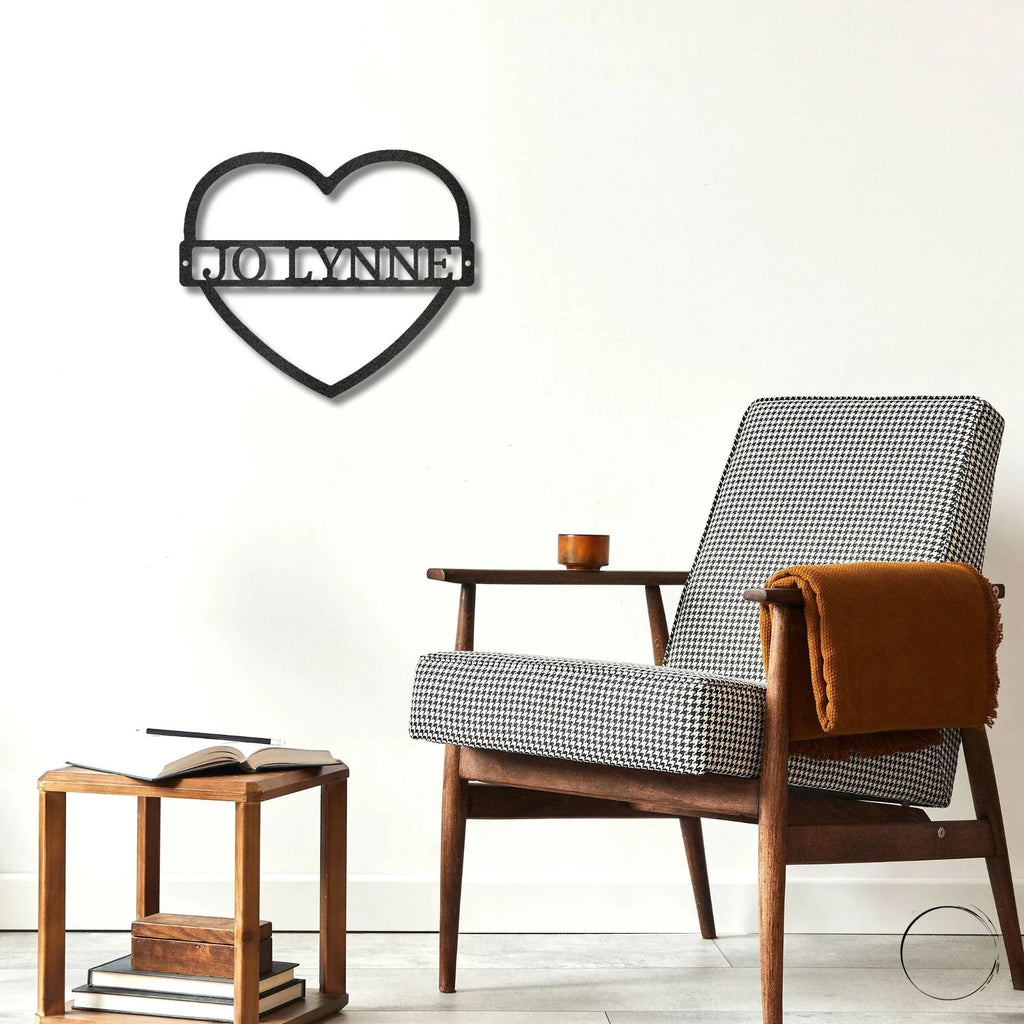 Custom Heart Shaped Monogram Personalized Steel Wall Sign