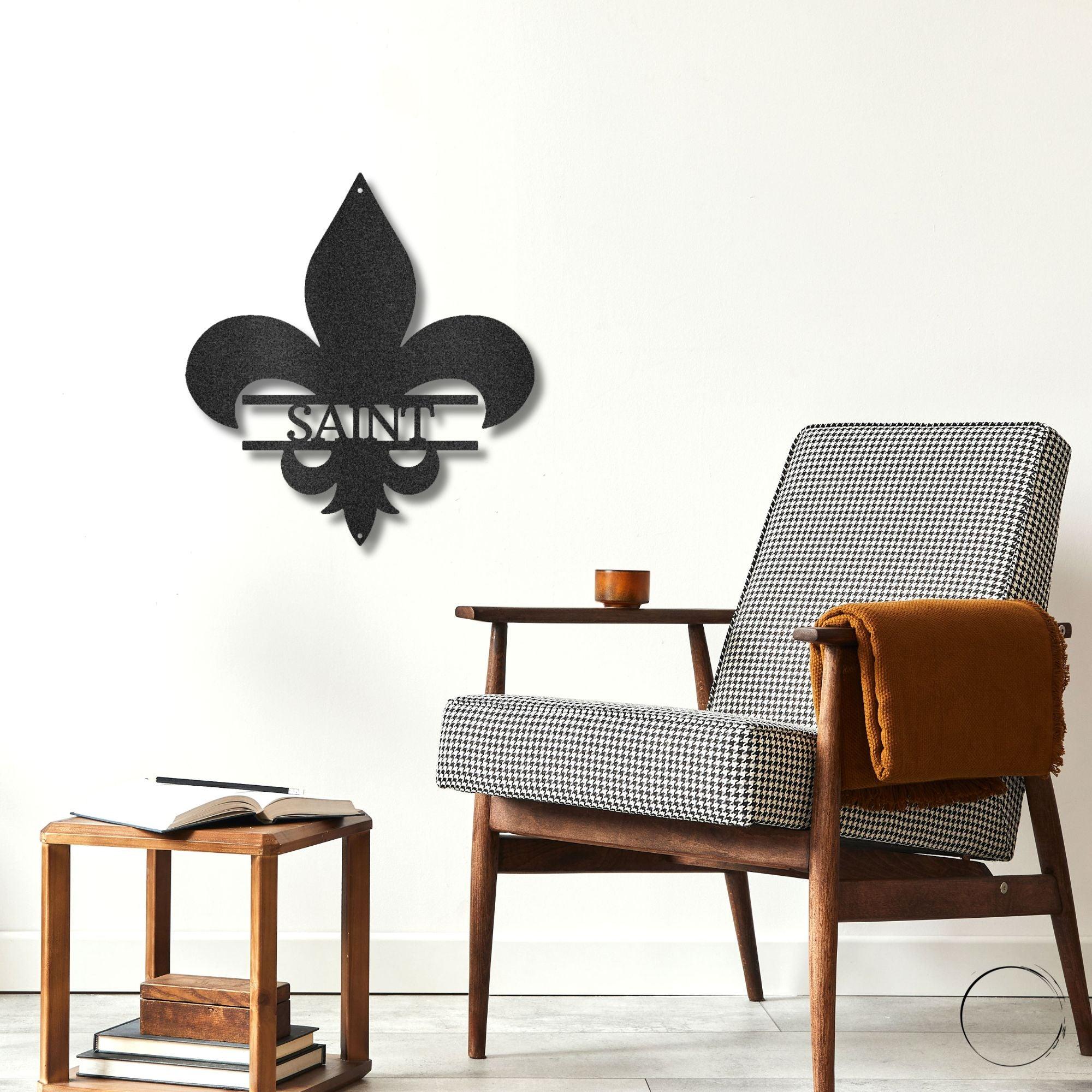 Classic Fleur De Lis Personalized Indoor Outdoor Steel Wall Sign - Mallard Moon Gift Shop