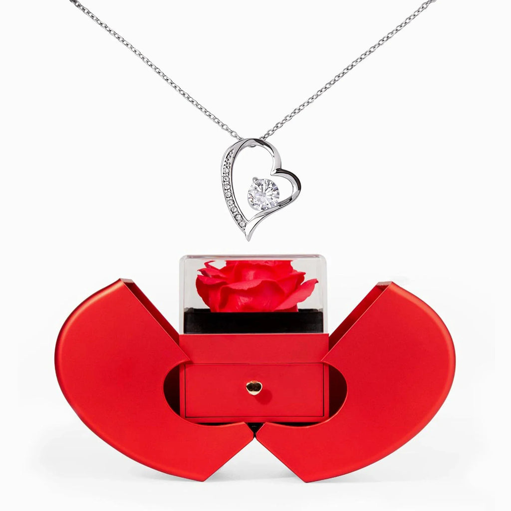 To My Soulmate – Forever Love Necklace Gift Set with Preserved Rose Heart Box | Funny Romantic Christmas Gift for Girlfriend or Wife