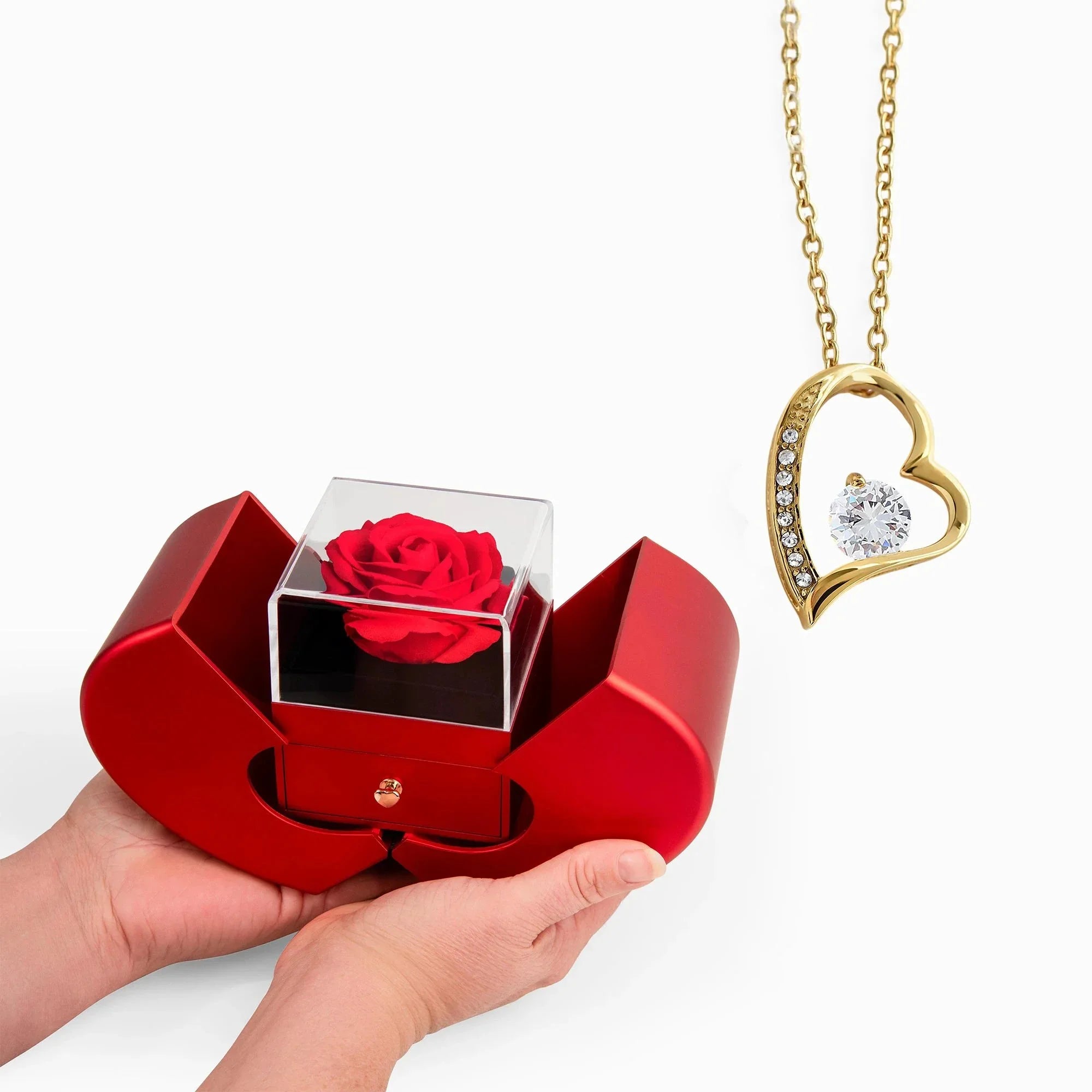 To My Soulmate – Forever Love Necklace Gift Set with Preserved Rose Heart Box | Funny Romantic Christmas Gift for Girlfriend or Wife