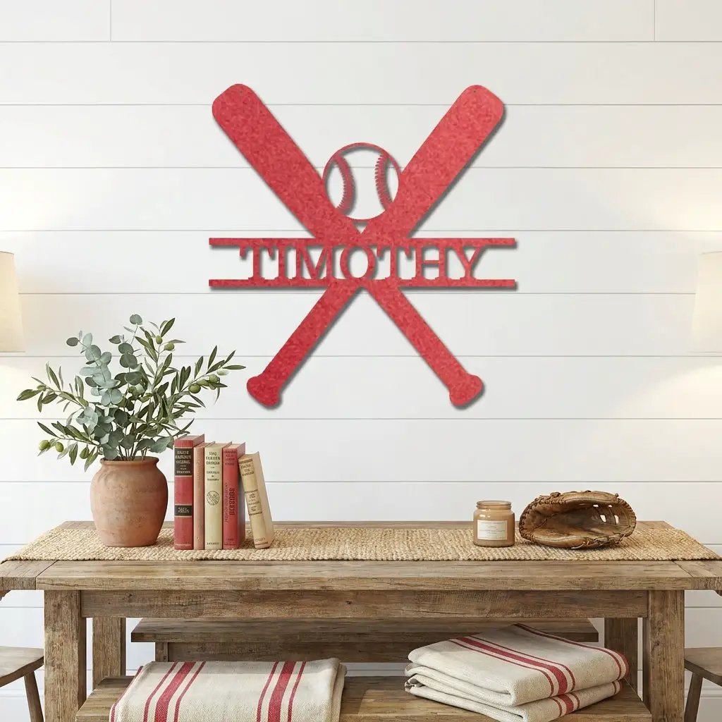 Personalized Baseball Bat Metal Wall Art with Name, Custom Baseball Sign, Boys Room Decor, Sports Wall Art, Baseball Player Gift Idea