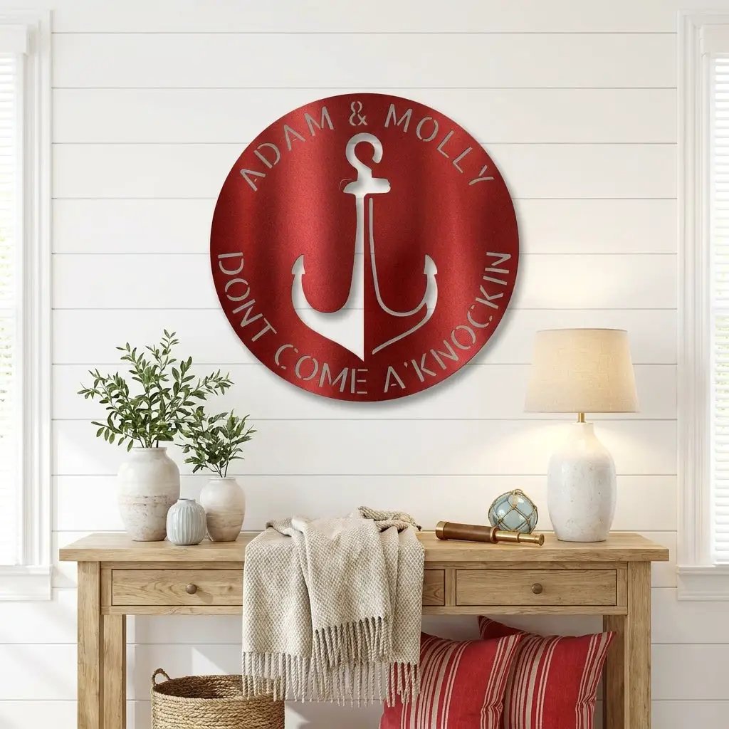 Anchor Personalized Metal Sign, Nautical Wall Decor, Family Name Sign, Beach, Boat House Decor