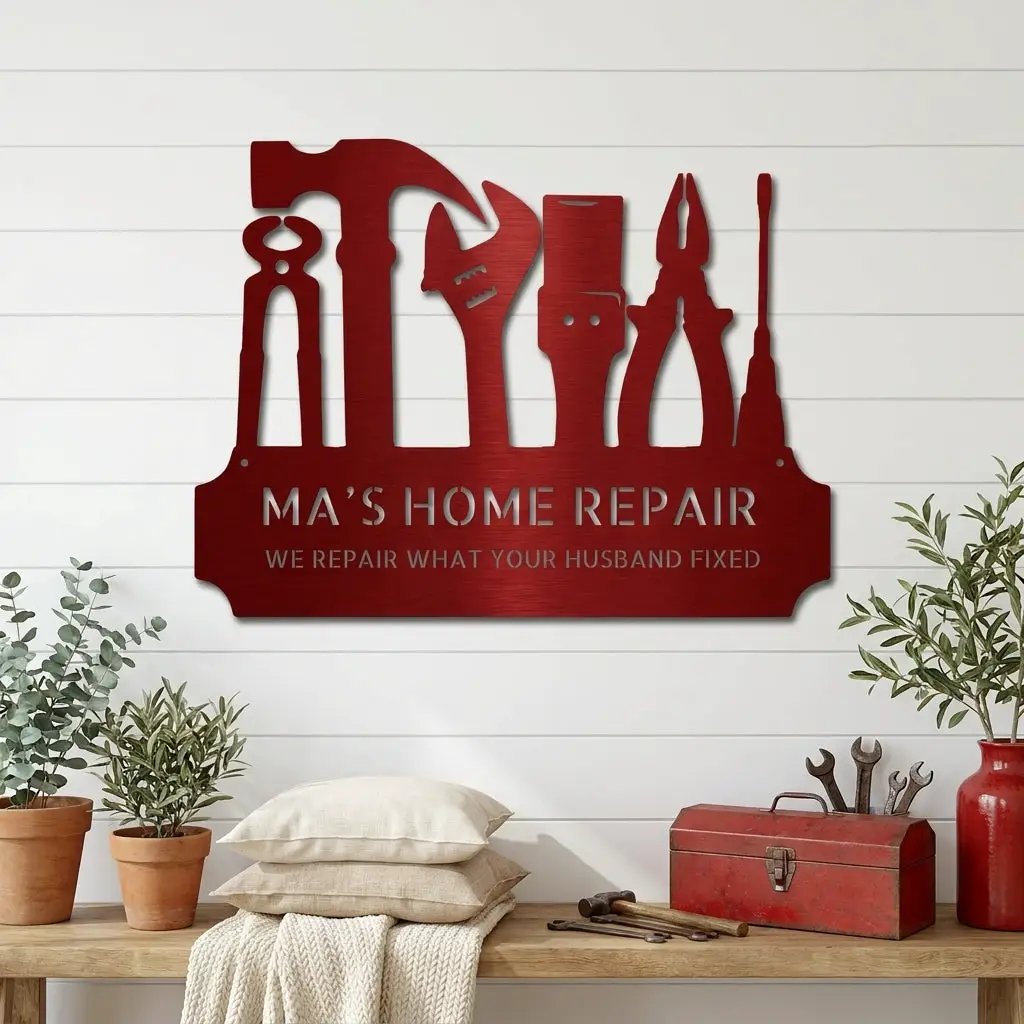 Personalized Tool Metal Wall Art – Mechanic Garage Decor – Workshop Wall Art – Gift for Dad